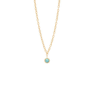 Women's Necklace Visetti 42AE-KD017GQ 316L Steel With Round Turquoise Stone - IP Gold Plating
