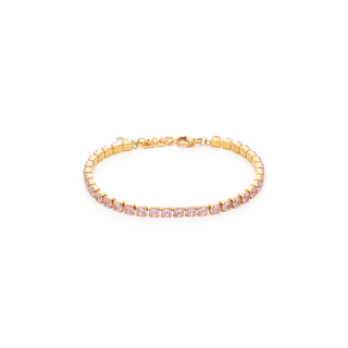 Women's Tennis Bracelet Visetti 42AF-BR006GPSteel 316L-Gold Plating IP-Pink Zircons cz