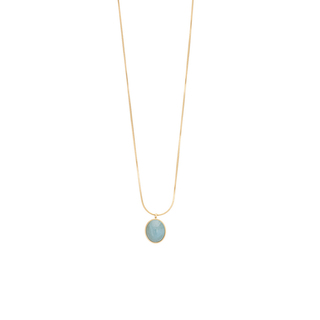Women's Necklace 42K-KD014G Visetti Steel 316L- Gold IP- Aqua Blue Stone