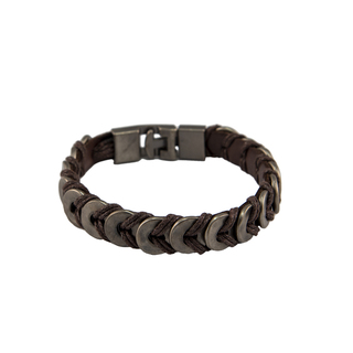 Men's Bracelet Leather-Steel 316L 45230190