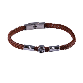Men's Bracelet Spiral Leather-Steel 316L 45230247