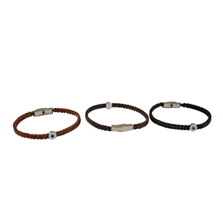 Men's Bracelet Eye Leather-Steel 316L 45230272