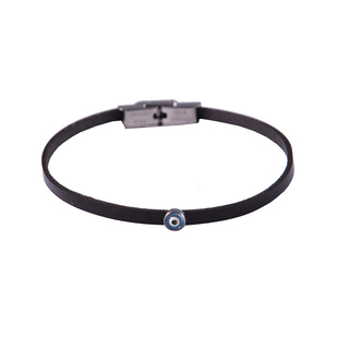 Men's Bracelet Eye Leather-Steel 316L 45230284