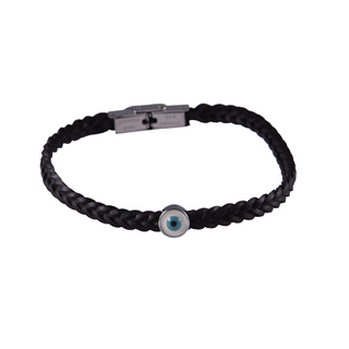 Men's Bracelet Eye Leather-Steel 316L 45230288