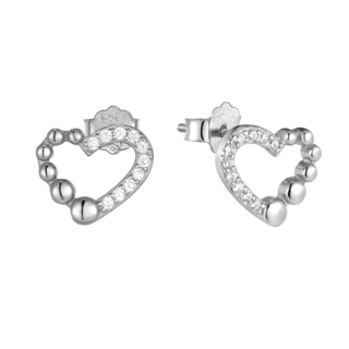 Γυναικεία Καρφωτά Σκουλαρίκια Καρδιά Ασήμι 925-Λευκό Ζιργκόν Μονόπετρα 4A-SC071-1 Prince