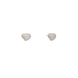 Women's Heart Stud Earrings Silver 925 With Zircon 4A-SC098 Prince
