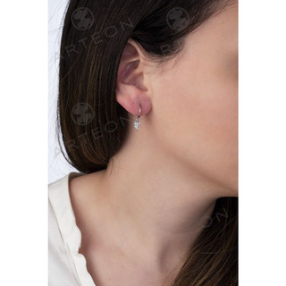 Women's Hoop Earrings Feather-Zircon Silver 925 51013  Arteon