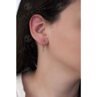 Hoop Earrings Heart-Zircon Silver 925 Gold Platet 51033  Arteon