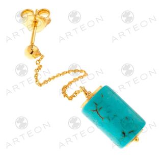 Women's Long Earrings Silver 925-Gold Plated Gemstone Turquoise 51079 Arteon