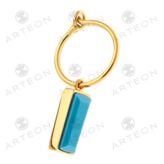 Women's Hoop Earrings Silver 925-Gold Plated Gemstone Turquoise 51096 Arteon