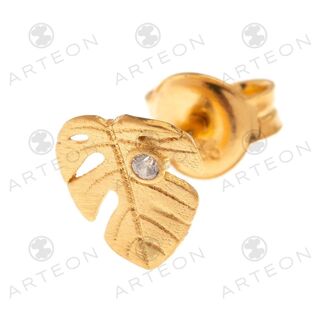 Women's Earrings Arteon 51241 Leaves Made of 925 Sterling Silver-Gold Plated IP White Zircon