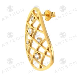 Women's Earrings Arteon 51472 Mesh Made of Brass-Gold Plated IP White Zircons