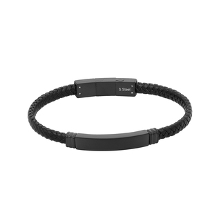 Ανδρικό Βραχιόλι Visetti 51C-BR370B Steel 316L-Μαύρο IP-Δέρμα