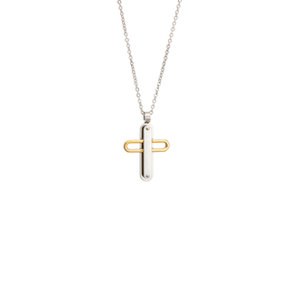 Men's Cross Necklace 51D-KD063SG Visetti Steel 316-Gold PL