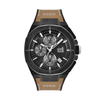 Ανδρικό ρολόι Visetti  Ατσάλι 316L 51I-SW006BK-Δερμάτινο Λουρί