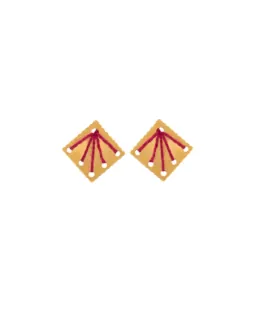 Women's Handmade Earrings Kedima Polygon Magenta Brass 5444 LifeLikes ​