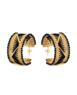 Women's Handmade Impressive Wedding Earrings Zirconia Nufaro Black Brass 5459 LifeLikes