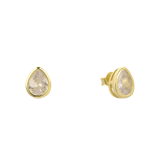 Women's Stud Tear Earrings  Silver 925 Zircon Solitaire 5A-SC269 Prince