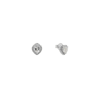 Women's Studded Heart Earrings Silver 925 Zirconia-Rhodium Plating 5F-SC081-1 Prince