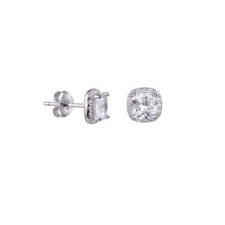 Women's Square Earrings Zircon Baquettes Silver 925 5F-SC086 Prince