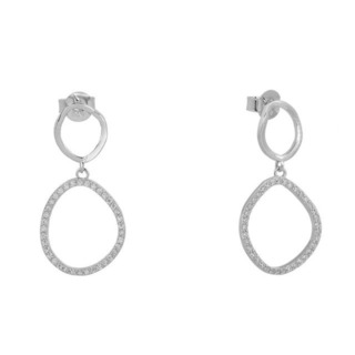 Women's Long Earrings With Two Circles With Zircon Silver 925 5F-SC091 Prince