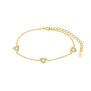 Women's Bracelet Silver 925 Hearts Zircon 5TU-BR053 Prince