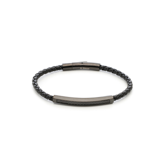 Men's Bracelet Visetti 61C-BR389B Steel 316L-Black IP-Leather