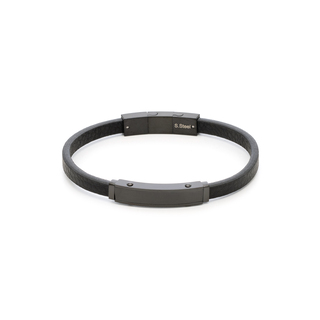 Men's Bracelet Visetti 61C-BR395B Steel 316L-Black IP-Leather