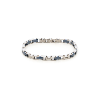 Men's Bracelet Steel 316L With Blue Hematite Stones 61C-BR426SM Visetti 
