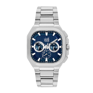 Men's Square Watch Horizon 61I-SW012SC Visetti 316L Steel Blue Dial
