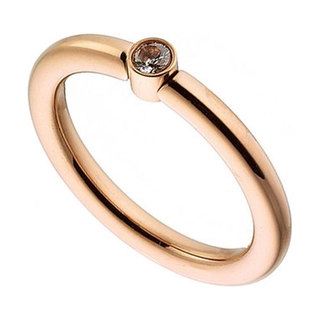 Γυναικείο δαχτυλίδι μονόπετρο ατσάλι ροζ χρυσό ζιργκον  N-02383R