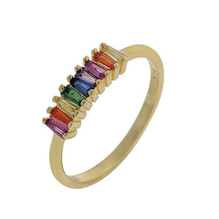 Γυναικείο Δαχτυλίδι Ασήμι 925 Πολύχρωμα Ζιργκόν Χρυσό 8O-RG003-3O Prince