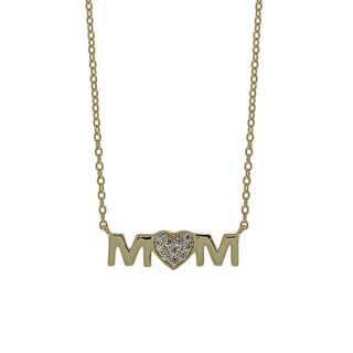 Necklace Silver 925 Mama-Heart White Zircons  Gold 8TA-KD011-3 Prince