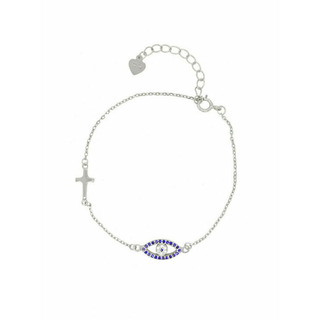Women's Bracelet Eye-Cross Silver 925 Zircons 9A-BR138-1M Prince