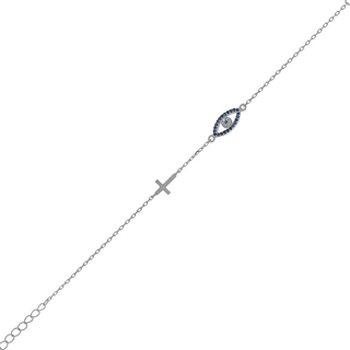 Women's Bracelet Eye-Cross Silver 925 Zircons 9A-BR138-1M Prince