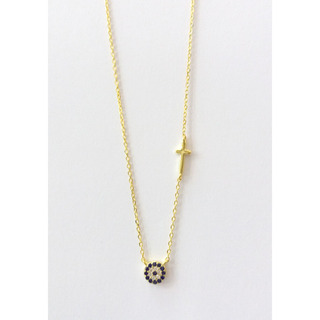 Women's Necklace Eye-Cross Silver 925 Zircon 9B-KD064 Prince