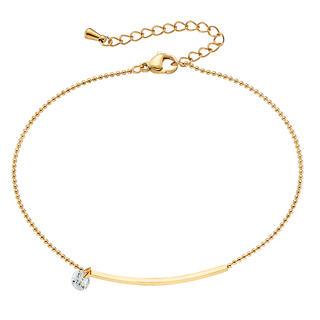 Women's Anklet Chain Bar And Crystal Steel N-03781 Artcollection