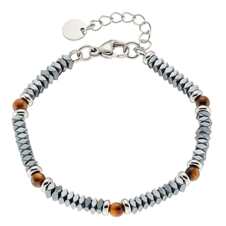 Ανδρικό Βραχιόλι Με Ημιπολύτιμες Πέτρες Ατσάλι 316L N-00558 Artcollection