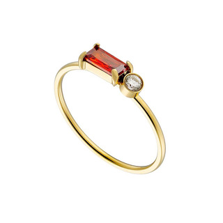 Women's Ring Red And White Zircons Steel 316L Gold IP N-02538  Artcollection