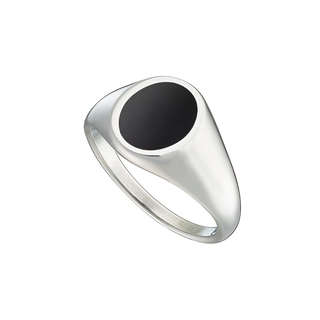 Men's Ring Oval Black Onyx Steel 316L N-03819 Artcollection