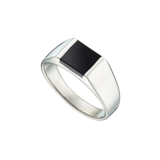 Men's Ring Black Onyx Steel 316L N-03820 Artcollection