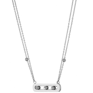 Women's Necklace Bar With White Zircons Steel 316L N-07344 Artcollection