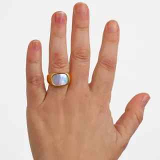 Γυναικείο Δαχτυλίδι Shell Ring Ατσάλινο Με λευκό Φίλντισι AAN876 Anartxy