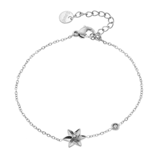 Γυναικείο Βραχιόλι Αλυσίδα Λουλούδι-Κρύσταλλο Ατσάλι N-01063 Artcollection