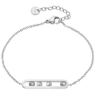 Women's Bracelet Bar With White Zircons Steel 316L B-01067 Artcollection
