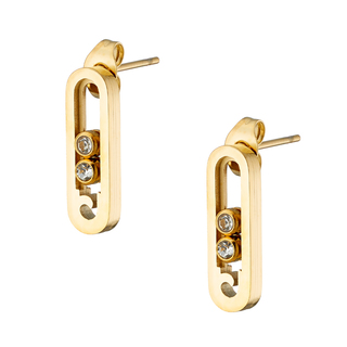 Women's Stud Earrings - White Crystals 316L Steel N-02351 Artcollection