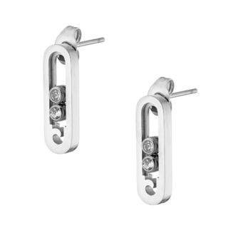Women's Stud Earrings - White Crystals 316L Steel N-02351 Artcollection