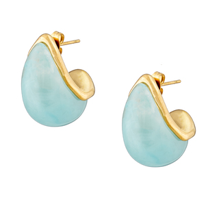 Women's  Earrings Teardrop With Colored Stone Steel Gold IP N-02360 Artcollection