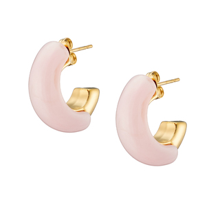 Women's Hoop Earrings With Colored Stone Steel Gold IP N-02361 Artcollection