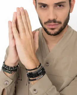 Men's Handmade Bracelet 'Mr Slices' Black Onyx-Hematite 4210 LifeLikew